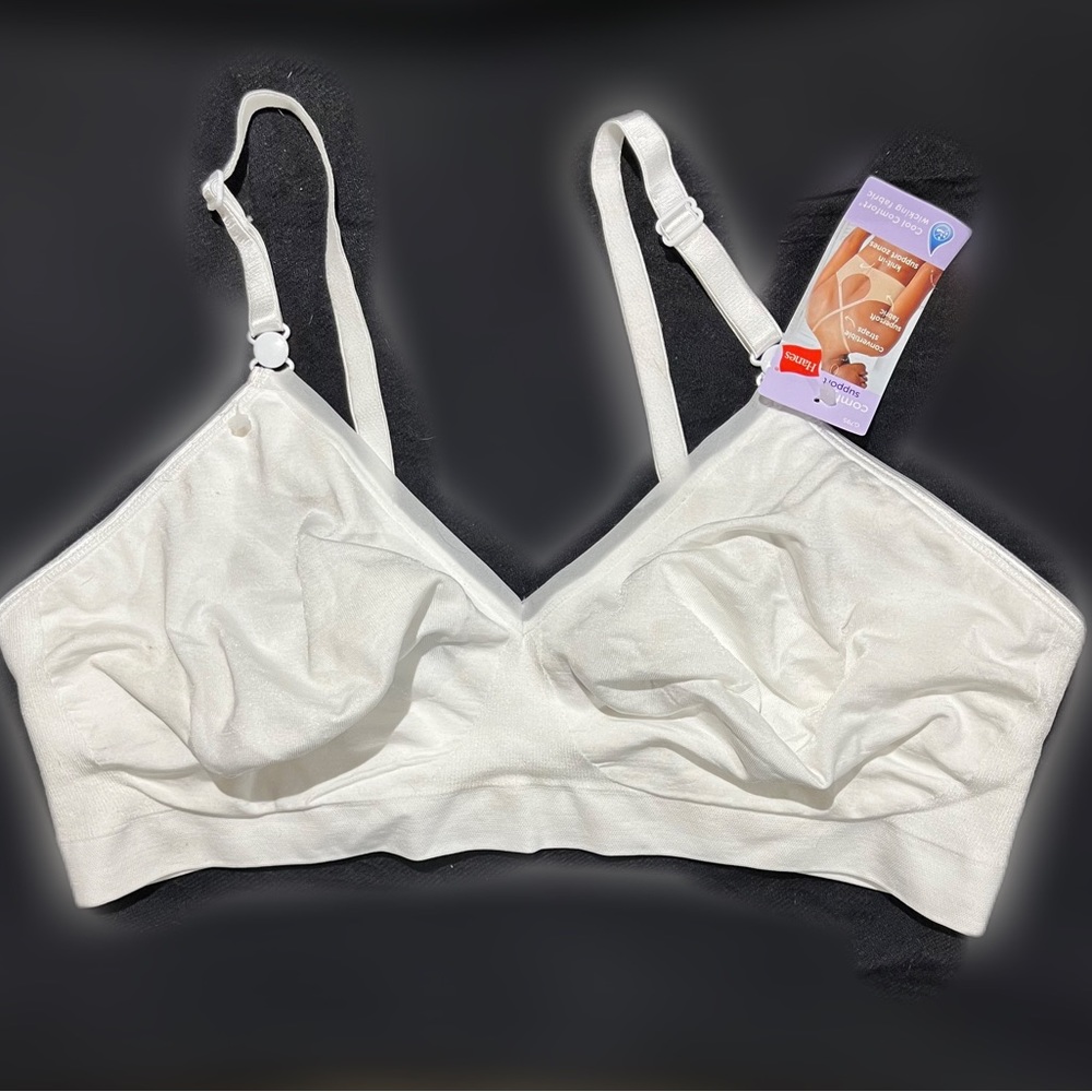 NWT Hanes Removable/Adjustable Strap Wire Free Bra in White XL
